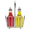 Tablecraft 600ST 6 Ounce Transparent Glass Oil and Vinegar Dispenser Set with Chrome Rack