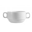 CAC BST-46 8 oz. Porcelain Embossed Boston Double Handle Cup/Super White
