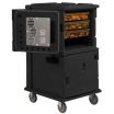 Cambro UPCHT1600110 Black Ultra Camcart Two Compartment Full Height Electric Holding Cabinet w/ Heated Top Door - 110V