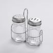 American Metalcraft MGLCS Mini Glass Cheese & Spice Shaker Set with Stainless Steel Caddy