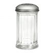 Tablecraft C800-4 12 oz Clear Fluted Glass Cheese Shaker With Perforated Stainless Steel Top