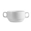 CAC China BST-46 Boston 8 Oz. Super White Porcelain Embossed Double Handle Cup