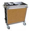 Cadco BC-2-L1 Chestnut MobileServ Standard Stainless Steel Beverage Cart With 4 Air Pot Wells