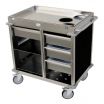 Cadco BC-4-L6 Black MobileServ Back-Loading Stainless Steel Beverage Cart With 3 Air Pot Wells