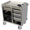 Cadco BC-4-LST Stainless Steel MobileServ Back-Loading Beverage Cart With 3 Air Pot Wells