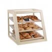 Cal-Mil 3432-71 Blonde 21-1/2” x 21” x 21-1/2” Slanted Front Three Tier Bakery Display Case With 3 Clear Trays And Rear Doors