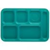 Cambro PS1014414 Teal 10 Inch x 14 1/2 Inch 6-Compartment Rectangular Co-Polymer Penny-Saver School Tray