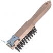 Carlisle 4577900 Brown 11 Inch Heavy-Duty Wood Handle Scratch Brush With Tempered Carbon Steel Bristles And End-Scraper