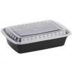 Carry Boss RSL-988 Black Polypropylene 38 Ounce Rectangular Food Take-Out Container with Clear Lid - 8.75