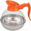 Winco CD-64O 64 oz. Polycarbonate Decaf Coffee Decanter with Stainless Steel Bottom and Orange Handle