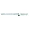 Dexter S140N-10SC-PCP 13403 Sani-Safe 10 Inch High Carbon Steel Narrow Scalloped Slicer With Textured White Handle