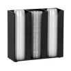 Dispense-Rite CTCO-3BT Black Polystyrene Countertop/Wall Mount Portion Cup And Lid Dispenser With Three Compartments