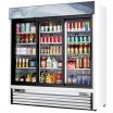 Everest Refrigeration EMGR69 72.875 Inch White Three Sliding Glass Door Merchandiser Refrigerator 69 Cubic Feet