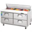 Everest Refrigeration EPBNR2-D4 47.5 Inch Two Section Four Drawer Back Mount Sandwich Prep Table 13 Cubic Feet