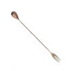 Mercer Culinary M37015ACP Barfly 12-3/8” Antique Copper-Plated Bar Spoon With 3-Tine Fork End