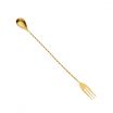 Mercer Culinary M37015GD Barfly 12-3/8” Gold-Plated Bar Spoon With 3-Tine Fork End