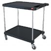 Metro myCart MY2030-24BL Black Utility Cart with Two Shelves and Chrome Posts - 24