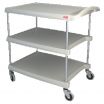 Metro myCart MY2030-34G Gray Utility Cart with Three Shelves and Chrome Posts - 24