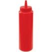 Winco PSB-08R 8 oz. Red Squeeze Bottle - 6/Pack