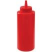 Winco PSB-12R 12 oz. Red Squeeze Bottle - 6/Pack