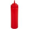 Winco PSW-12R 12 oz. Red Wide Mouth Squeeze Bottle - 6/Pack