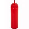 Winco PSW-24R 24 oz. Red Wide Mouth Squeeze Bottle - 6/Pack