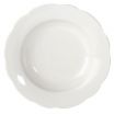 CAC SC-3 Seville American White 10 oz. Round Ceramic Scalloped Edge Soup Plate