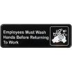 Winco SGN-322 Employees Must Wash Hands Before Returning to Work Sign - Black and White, 9