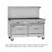 Southbend 4601AA-5R_NAT Ultimate 60” Natural Gas Range With 7 Non-Clog Burners, 2 Right-Side Pyromax Burners, And Double Convection Oven Base - 115V, 375,000 BTU