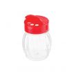 Tablecraft 10330 6 Ounce Plastic Shaker with Red Flip Top Lid