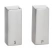 Tablecraft 167 1 1/2 Ounce Stainless Steel Square Salt and Pepper Shaker Set