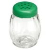 Tablecraft 260GR 6 Ounce Swirl Glass Shaker with Green Plastic Top