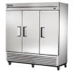True T-72-HC T Series Series Reach-In Three Section Refrigerator w/ Three Solid Doors And Nine PVC Coated Shelves