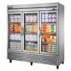 True T-72G-HC~FGD01 T Series Reach-In Three Section Refrigerator w/ Three Glass Swing Doors And Nine PVC Coated Shelves