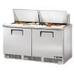 True TFP-64-24M 64-1/8” Two Door Food Prep Table Refrigerator With 24 Food Pans And 134A Refrigerant - 115V