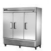 True TS-72-HC TS Series Reach-In Three Section Refrigerator w/ Three Solid Doors And Nine PVC Coated Shelves