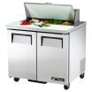 True TSSU-36-08-HC 36-3/8” Two Door Sandwich / Salad Food Prep Table Refrigerator With 8 Food Pans And Hydrocarbon Refrigerant - 115V