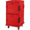 Cambro UPC1600HD158 Hot Red Ultra Camcart Insulated Front Loading Food Pan Carrier w/ Heavy Duty Casters