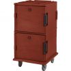 Cambro UPC1600HD402 Brick Red Ultra Camcart Insulated Front Loading Food Pan Carrier w/ Heavy Duty Casters