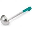 Vollrath 4980655 Teal Kool-Touch 6 oz JP Jacob's Pride Collection One-Piece Heavy-Duty Stainless Steel Serving Ladle With 12 3/8