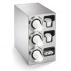 Vollrath 58842 Stainless Steel Three Compartment Adjustable Cup Dispenser Cabinet w/ 2 T-Lid Holders and 1 Straw Pocket