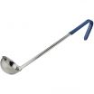 Winco LDCN-2 Blue 2 oz Prime Series One-Piece Stainless Steel Serving Ladle With 13 3/8