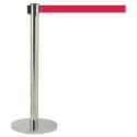 Aarco HC-7RD Chrome 40" Crowd Control / Guidance Stanchion with 84" Red Retractable Belt