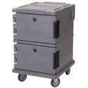 Cambro UPC1200191 Granite Gray 16 Pan Ultra Camcart Series 28 1/2" Wide 45 1/2" High Mobile Front-Loading Insulated Polyethylene Food Pan Carrier Cart With 6" Casters