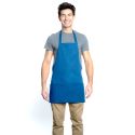 Chef Approved 167BAFHBL Blue 25" x 28" Poly-Cotton Mid Length Bib Apron With Pockets