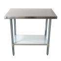 Empura 60" x 30" 18-Gauge 430 Stainless Steel Commercial Work Table with Flat Top Galvanized Legs and Undershelf