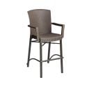 Grosfillex 48260037 Havana Espresso Aluminum Indoor / Outdoor Bar Height Arm Chair with Synthetic Wicker Back and Seat