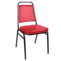 1.88" Thick Red Vinyl Upholstery Square Back Stack Chair
