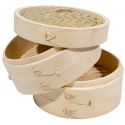 Town 34212 12" Diameter Dim Sum Steamer Set with 2 Bamboo Steamers and 1 Cover