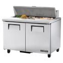 True TSSU-48-12-HC 48-3/8” Two Door Sandwich / Salad Food Prep Table Refrigerator With 12 Food Pans And Hydrocarbon Refrigerant - 115V